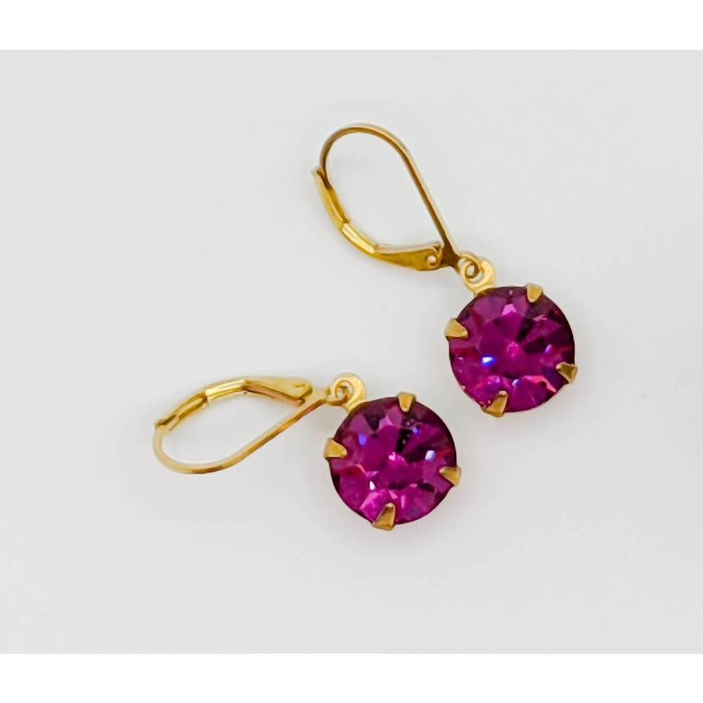 NEW COSETTE women's fire chaton earrings in magenta